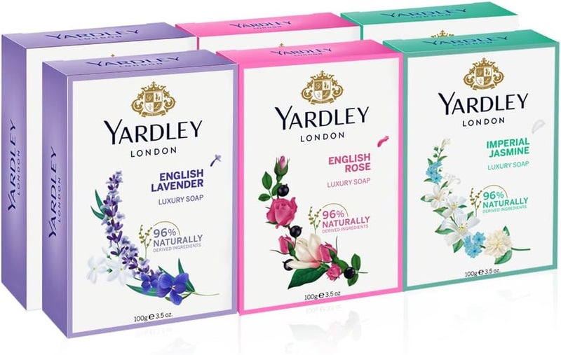 Yardley مجموعة صابون ياردلي لندن الفاخرة - لافندر إنجليزي، ورد إنجليزي، ياسمين إمبراطوري - 100 جرام × 6 - Image 1
